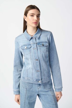 Joseph Ribkoff 241914 Light Blue With Rhinestones Denim Jacket