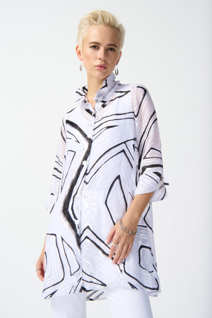 Joseph Ribkoff 242171 White/Black Long Blouse