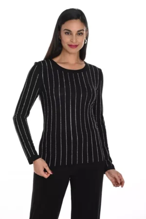 Frank Lyman 249403U Black Diamante Detail Top