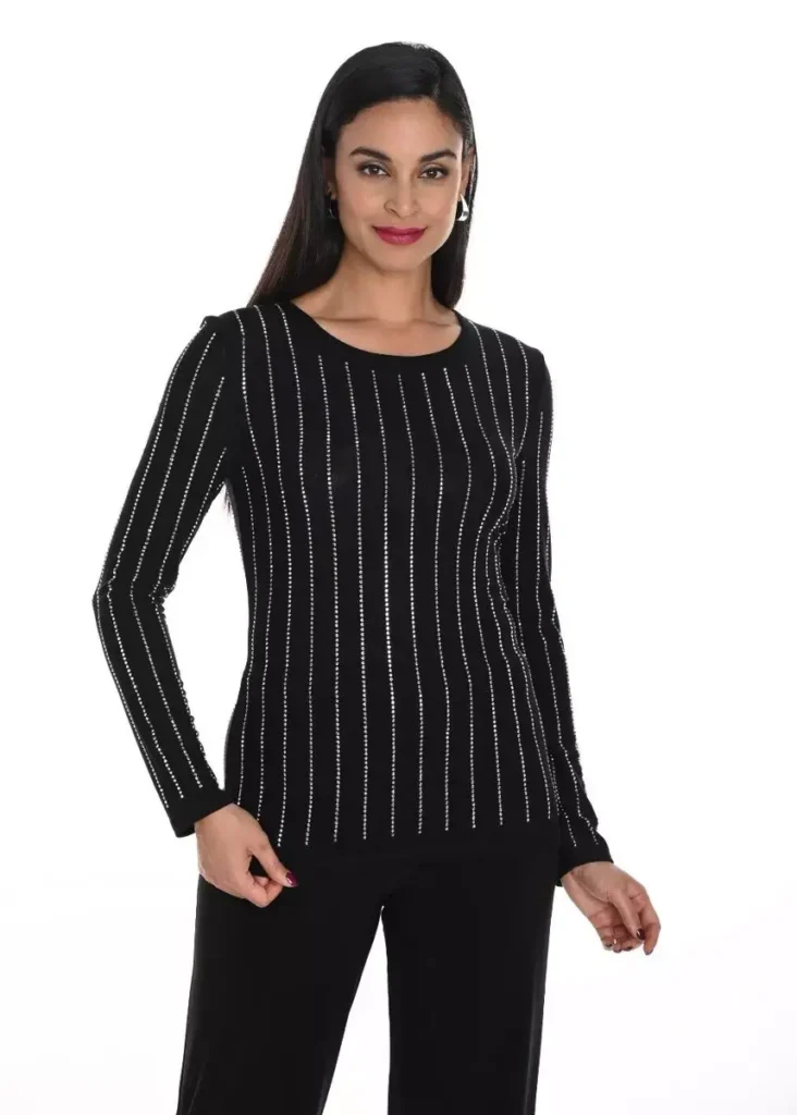 Frank Lyman 249403U Black Diamante Detail Top