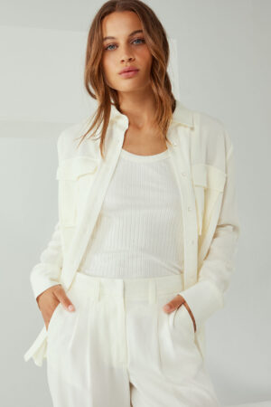 Smith & Soul 0324-0306 Off-White Long Blouse