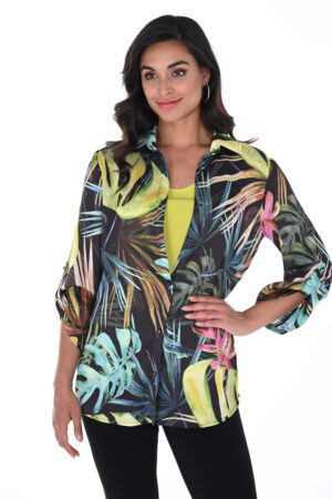 Frank Lyman 246469 Black/Multi Tropical Print Blouse