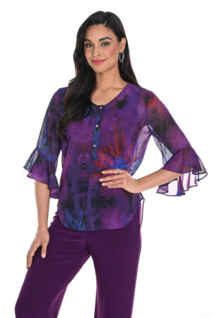 Frank Lyman 244109 Purple/Multi Chiffon Top