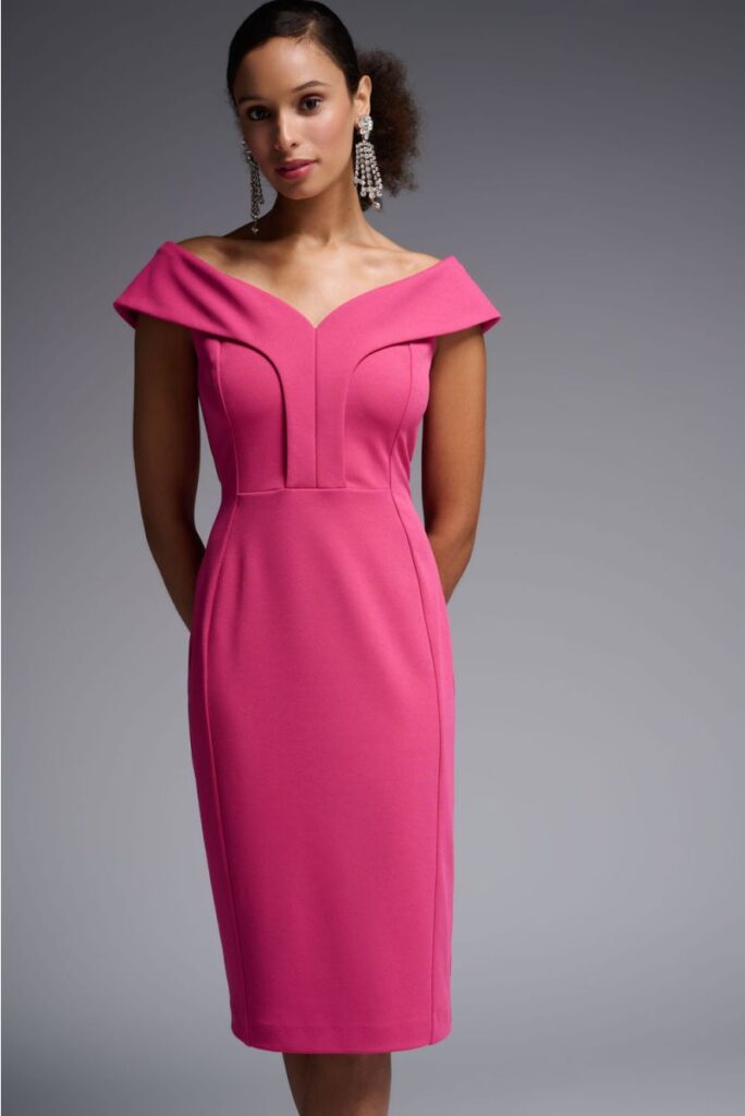 Joseph Ribkoff 231756 Hibiscus Off The Shoulder Dress