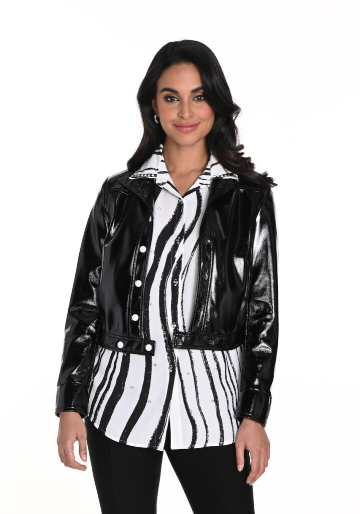 Frank Lyman 243483U Black Faux Leather Jacket