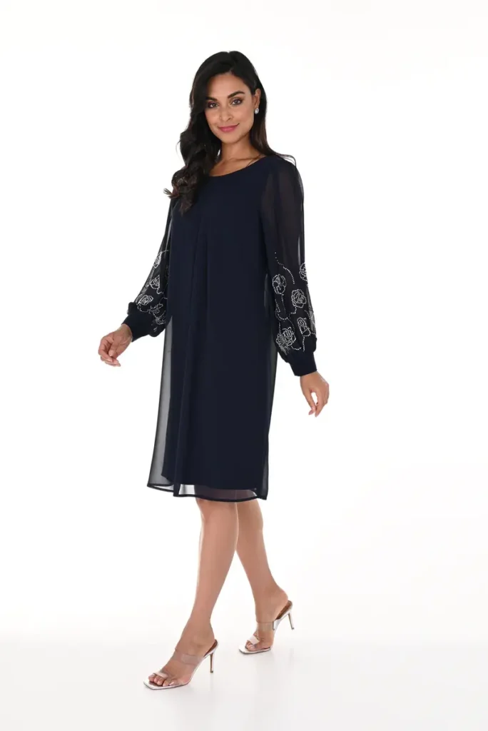 Frank Lyman 248008 Midnight Blue Jewelry Detail Dress