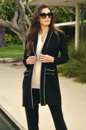 Frank Lyman 243019 Black/Beige Trim Detail Cover-Up