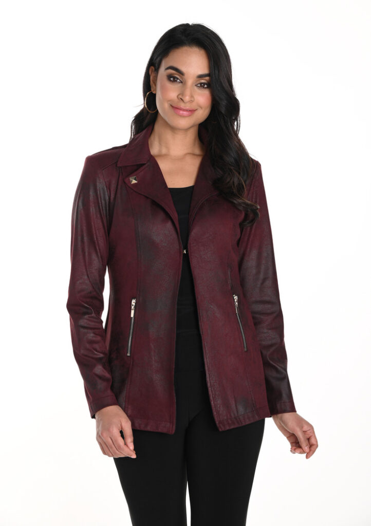 Frank Lyman 243199 Wine Faux Suede Jacket