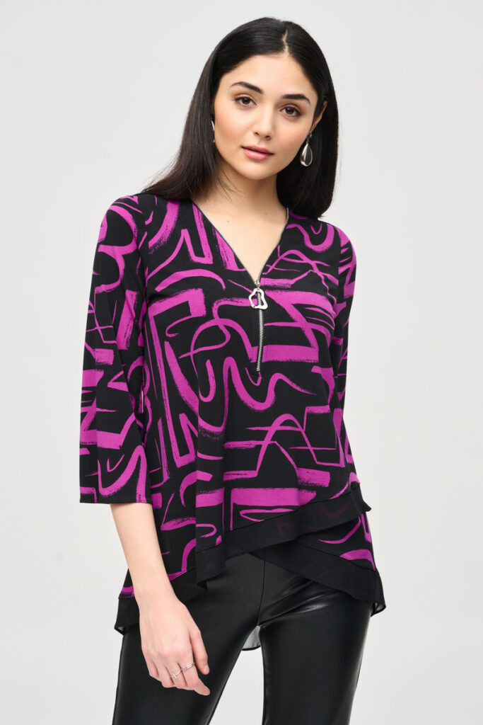 Joseph Ribkoff 243059 Black/Empress Flared Top