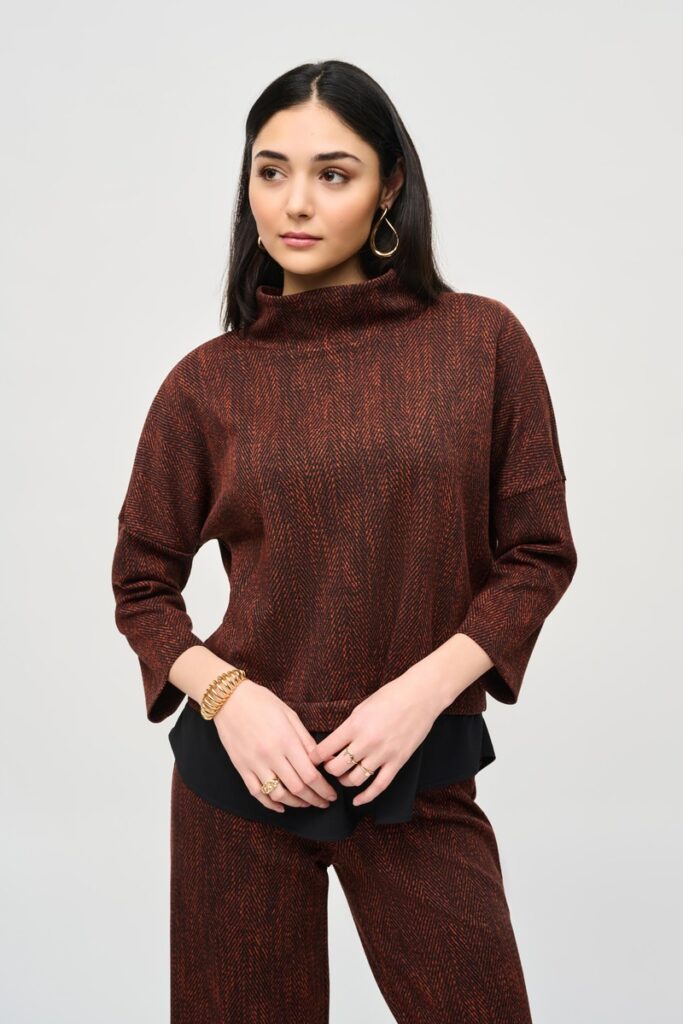 Joseph Ribkoff 243315 Jacquard Knit Layered Top