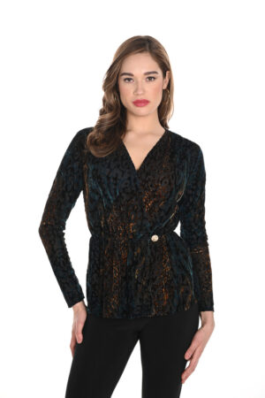 Frank Lyman 244277 Black/Multi Devore Wrap Top