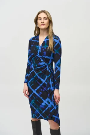 Joseph Ribkoff 244131 Black/Multi Abstract Print Wrap Dress