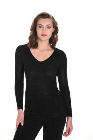 Frank Lyman 244607U Black V-Neck Knit Top