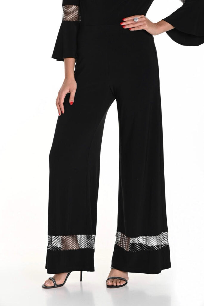 Frank Lyman 249023 Black Wide Leg Rhinestone Trousers