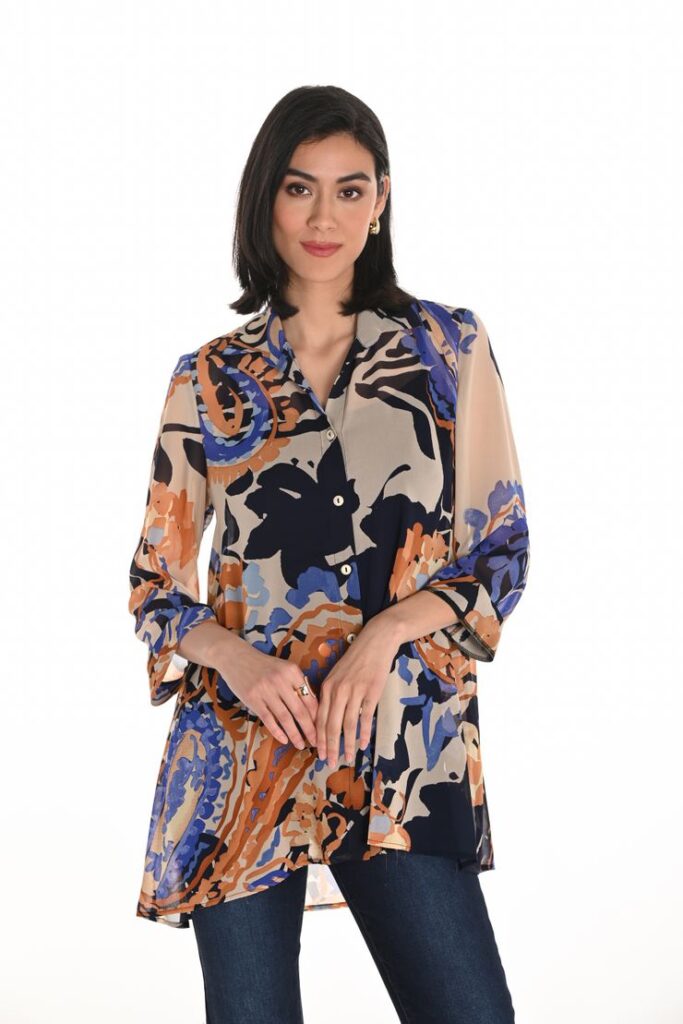 Frank Lyman 253367 Beige/Multi 3/4 Sleeve Tunic