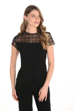Frank Lyman 254101 Black Short Sleeve Top
