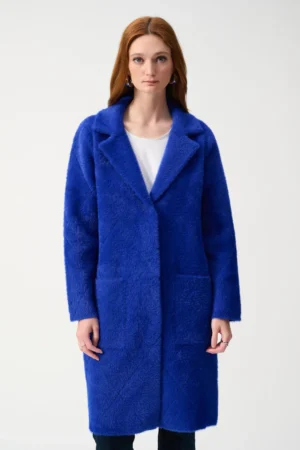 Joseph Ribkoff 233951 Royal Sapphire Notched Collar Knit Coat