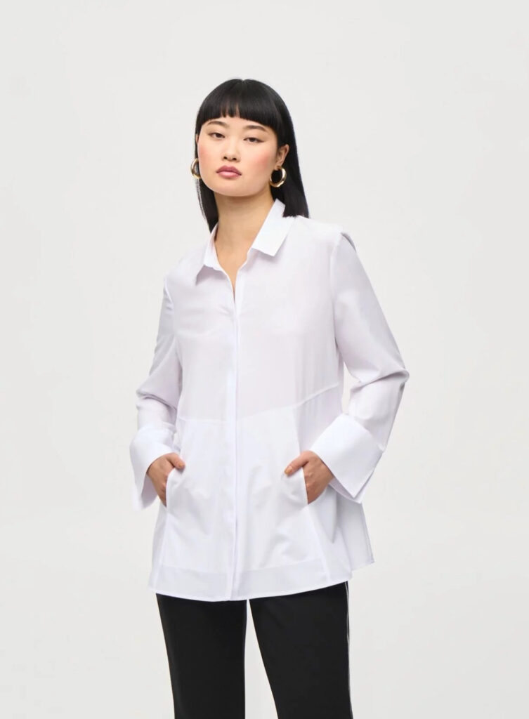 Joseph Ribkoff 243958 Optic White Blouse With Pockets