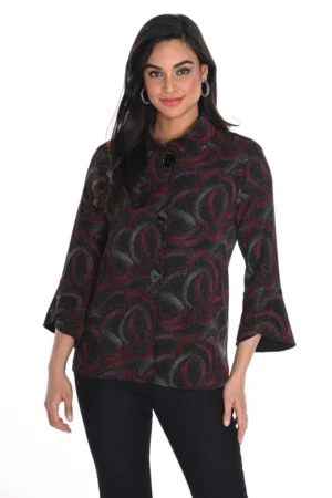 Frank Lyman 244122 Black/Red Abstract Print Jacket