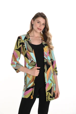 Frank Lyman 256235 Aqua/Multi 3/4 Sleeves Long Jacket