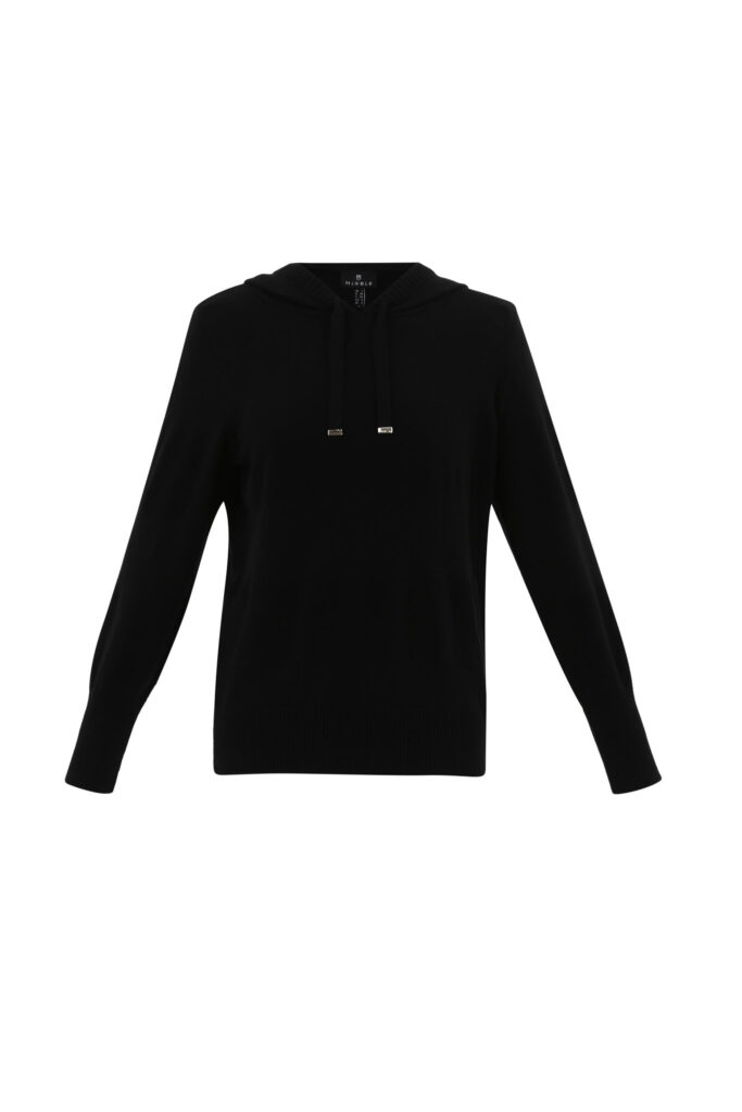 Marble 7619 Black Knit Hooded Sweater