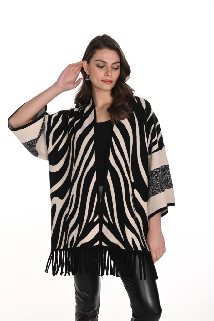 Frank Lyman 243535U Black/Tan Animal Print Cover-Up