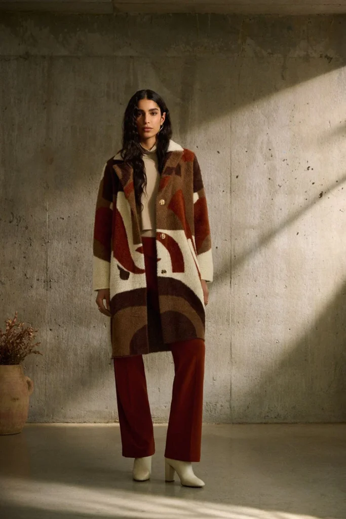 Joseph Ribkoff 243928 Cinnamon/Multi Abstract Print Coat