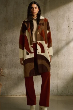 Joseph Ribkoff 243928 Cinnamon/Multi Abstract Print Coat