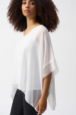 Joseph Ribkoff 251095 Vanilla Chiffon And Silky Knit Poncho Top