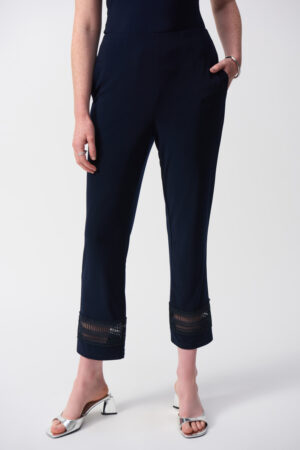 Joseph Ribkoff 251160 Midnight Blue Guipure Detail Trousers