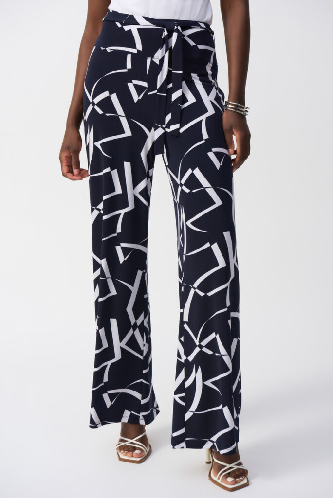 Joseph Ribkoff 251216 Midnight Blue/Vanilla Wide Leg Trousers