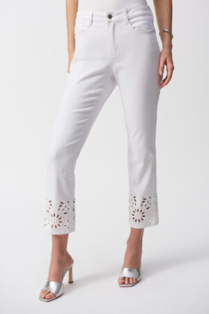 Joseph Ribkoff 251965 White Embroidered Hem Jeans