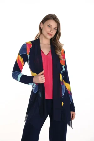 Frank Lyman 256387 Navy/Multi Mesh Detail Cover Up