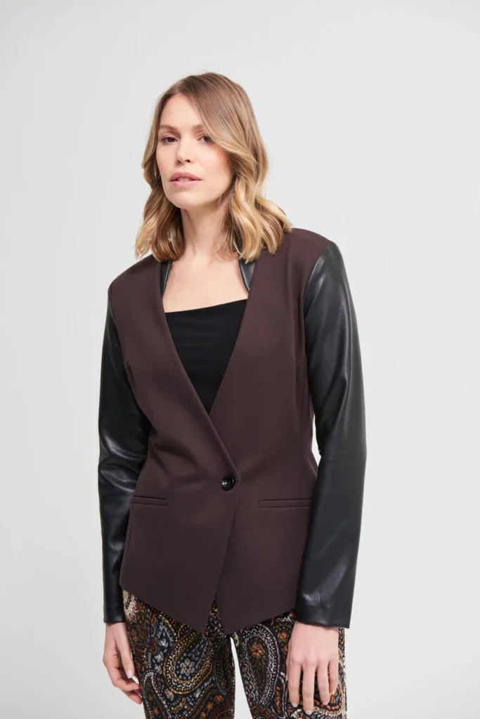 Joseph Ribkoff 213446 Mocha/Black Long Sleeve Jacket