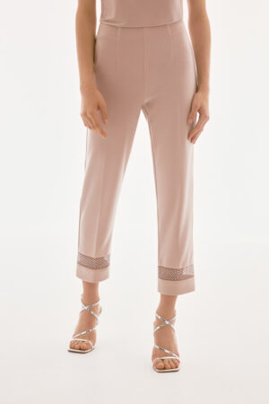 Joseph Ribkoff 243753 Sand Rhinestone Mesh Detail Trousers