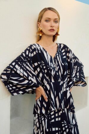 Joseph Ribkoff 251047 Woven Tropical Print Peplum Top