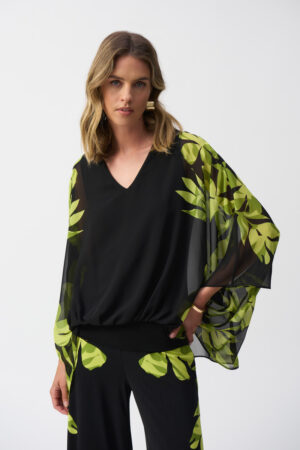 Joseph Ribkoff 251147 Black/Multi Floral Print Top