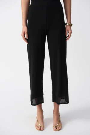 Joseph Ribkoff 251187 Black Mesh Detail Culotte Trousers
