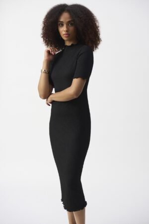 Joseph Ribkoff 251261 Black Ruffled Bodycon Dress