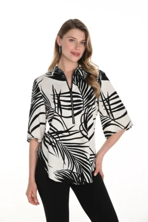 Frank Lyman 256202 Black/Natural Print Top