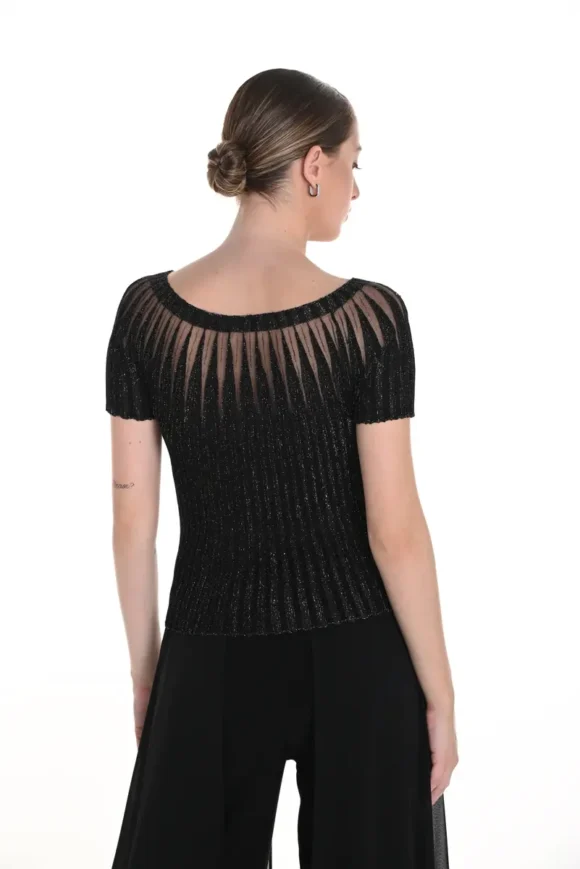 Frank Lyman 258719U Black Shimmer Knit Top