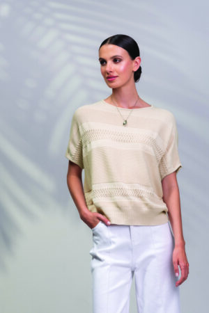 Alison Sheri A45318 Sand Raglan Sleeve Knit Top