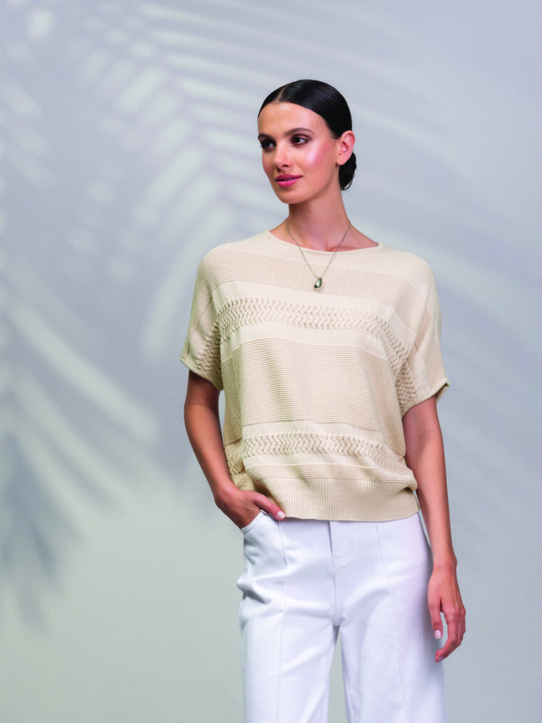 Alison Sheri A45318 Sand Raglan Sleeve Knit Top