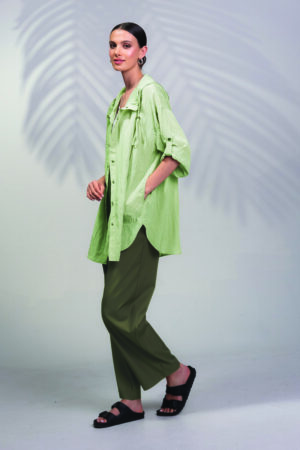 Alison Sheri A45498 Olive Green Oversized Hooded Jacket