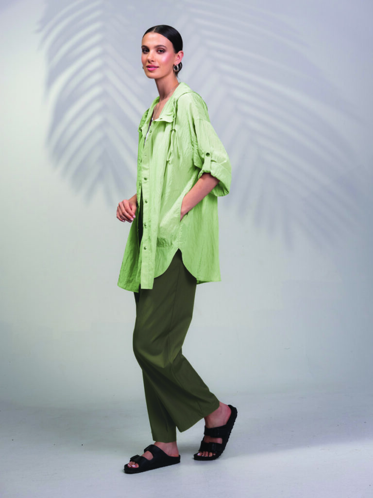Alison Sheri A45498 Olive Green Oversized Hooded Jacket
