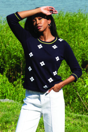 Alison Sheri A45547 Floral Print Knit Top