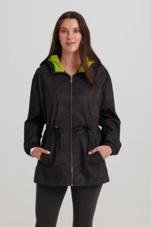 Nikki Jones A7011 Black/Lime Hooded Packable Jacket