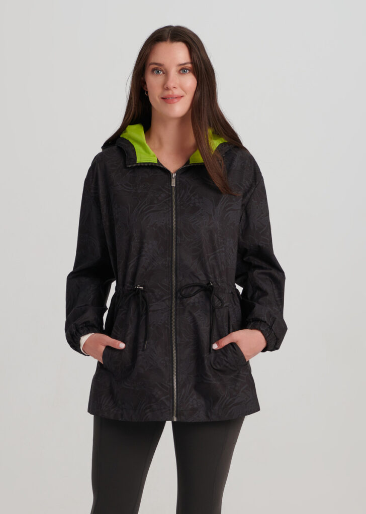 Nikki Jones A7011 Black/Lime Hooded Packable Jacket