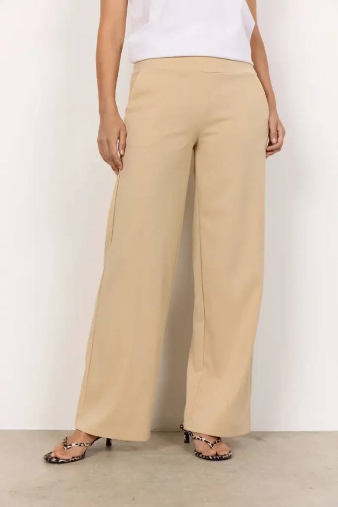 Soyaconcept SC-Siham 48 Sand Wide Leg Pull-On Trousers