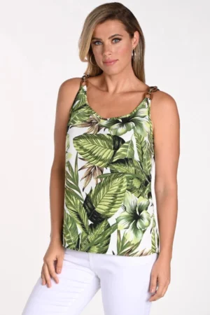 Frank Lyman 241177 Green/Multi Tropical Print Top